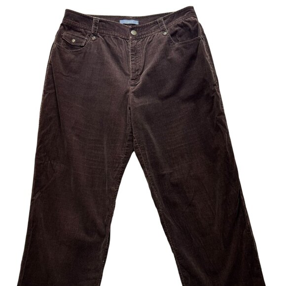 Liz Claiborne Women's Audra Corduroy Pants Straight Leg Size 12 Dark Brown Solid - Picture 1 of 10